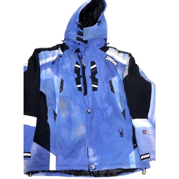 Spyder Dermizax EV Ski Jacket Xstatic Insulation Blue Spider Web Y2K Techcore - Picture 1 of 13
